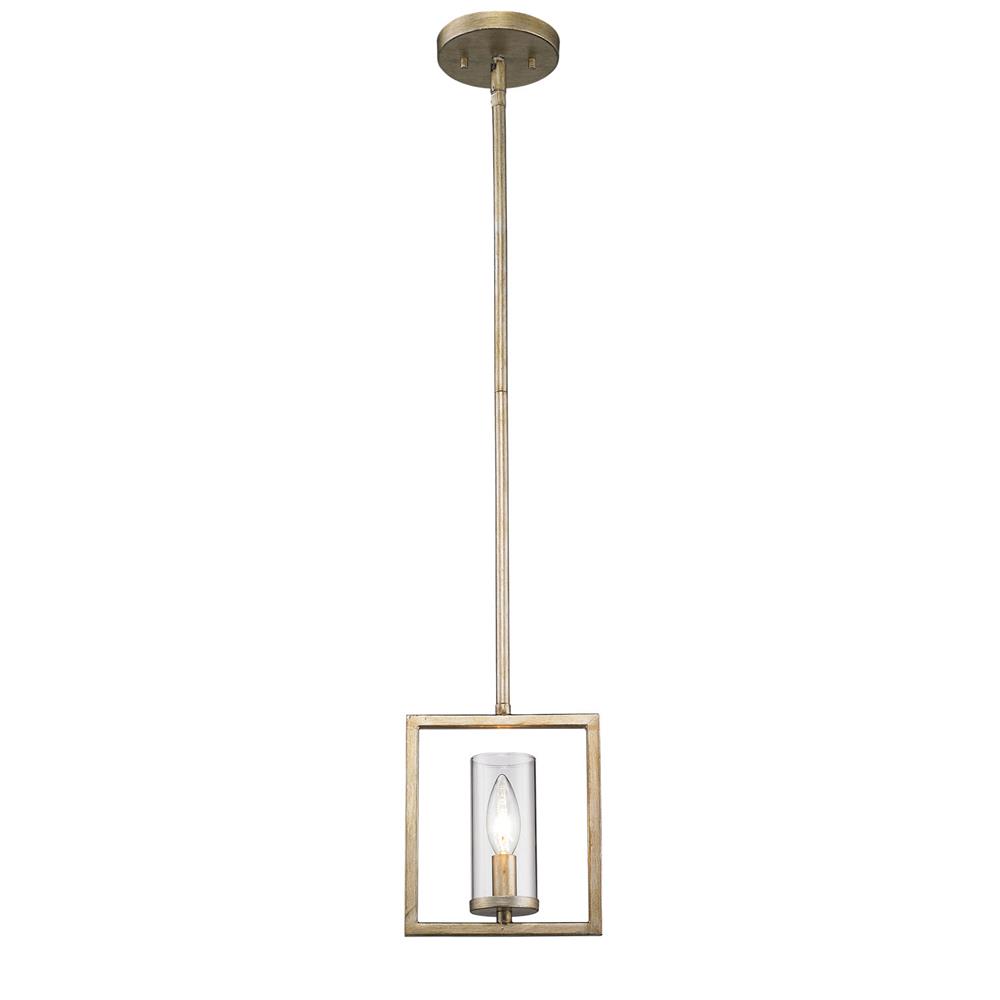 Golden Lighting 6068-M1L WG Marco WG Mini Pendant in the White Gold finish with Clear Glass